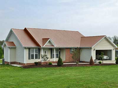 Mid-class home with a colonial red AEP Span metal roof